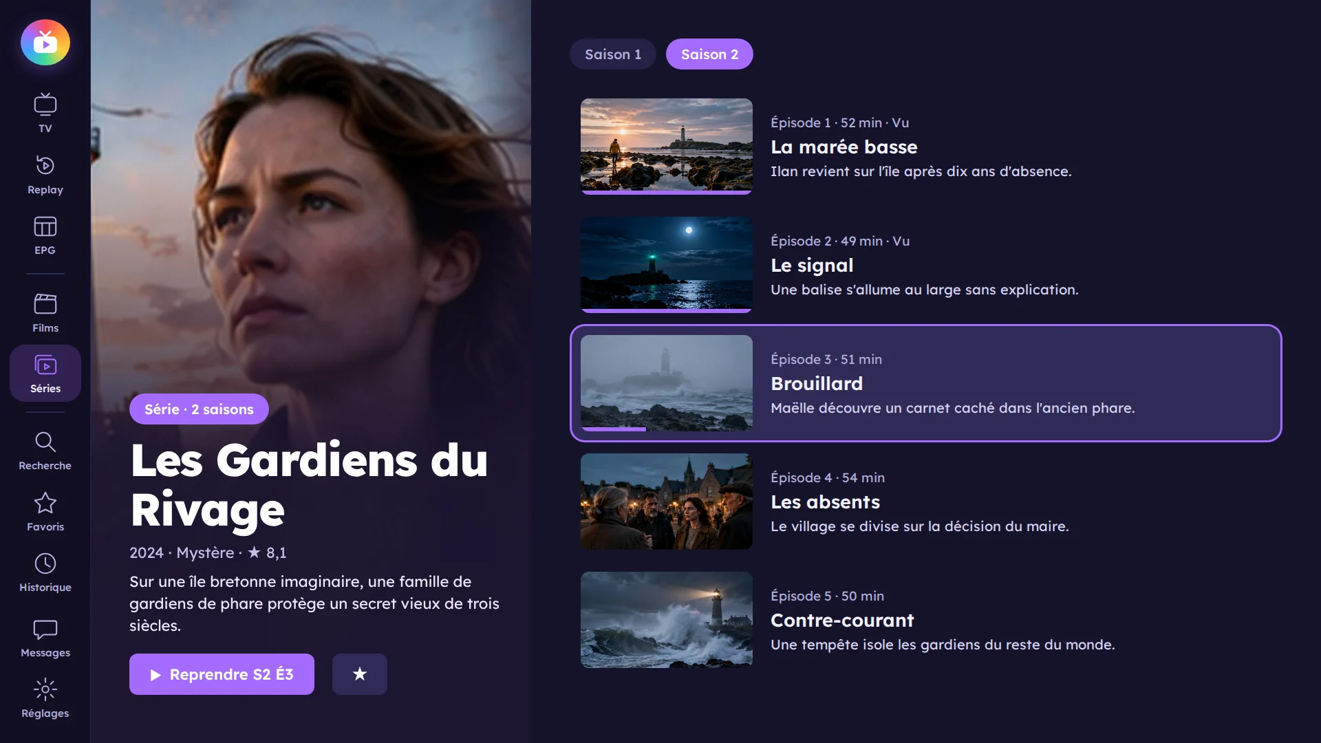 Saisons et épisodes d'une série
