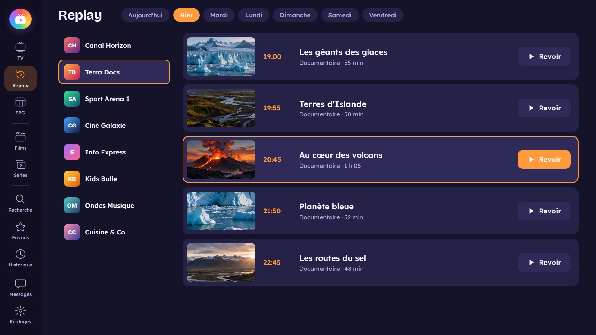 Replay dans TvZapeo