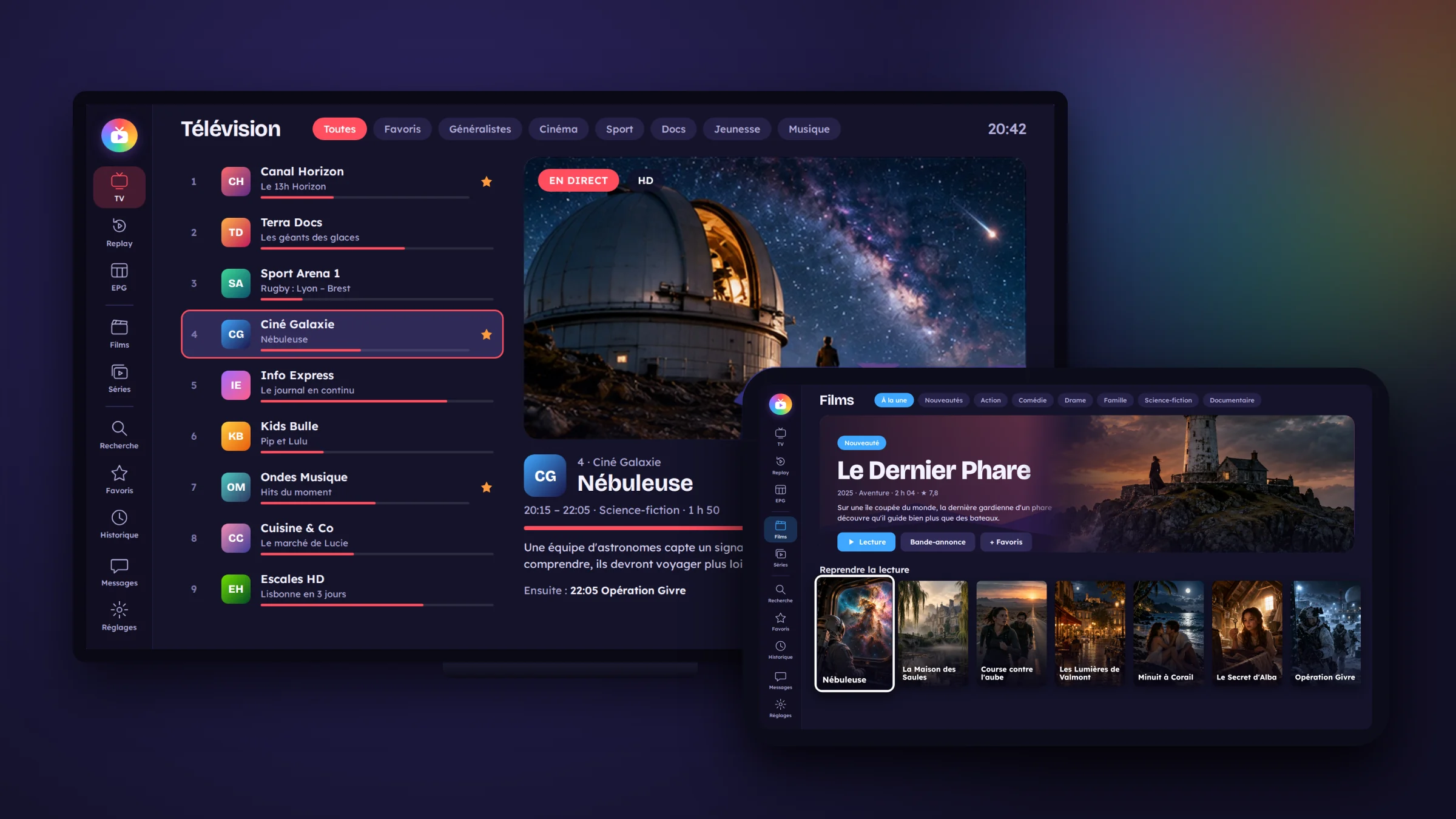 TvZapeo sur une télévision et une tablette